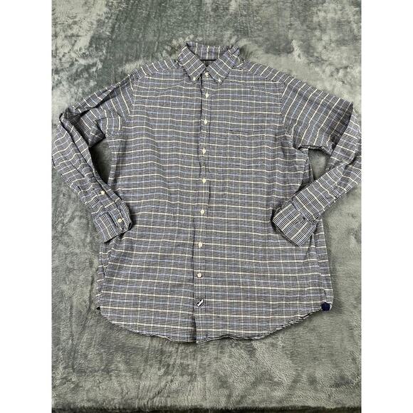 Men’s blue grey checked Cremieux Classics long sleeve shirt XLT excellent - Picture 1 of 10